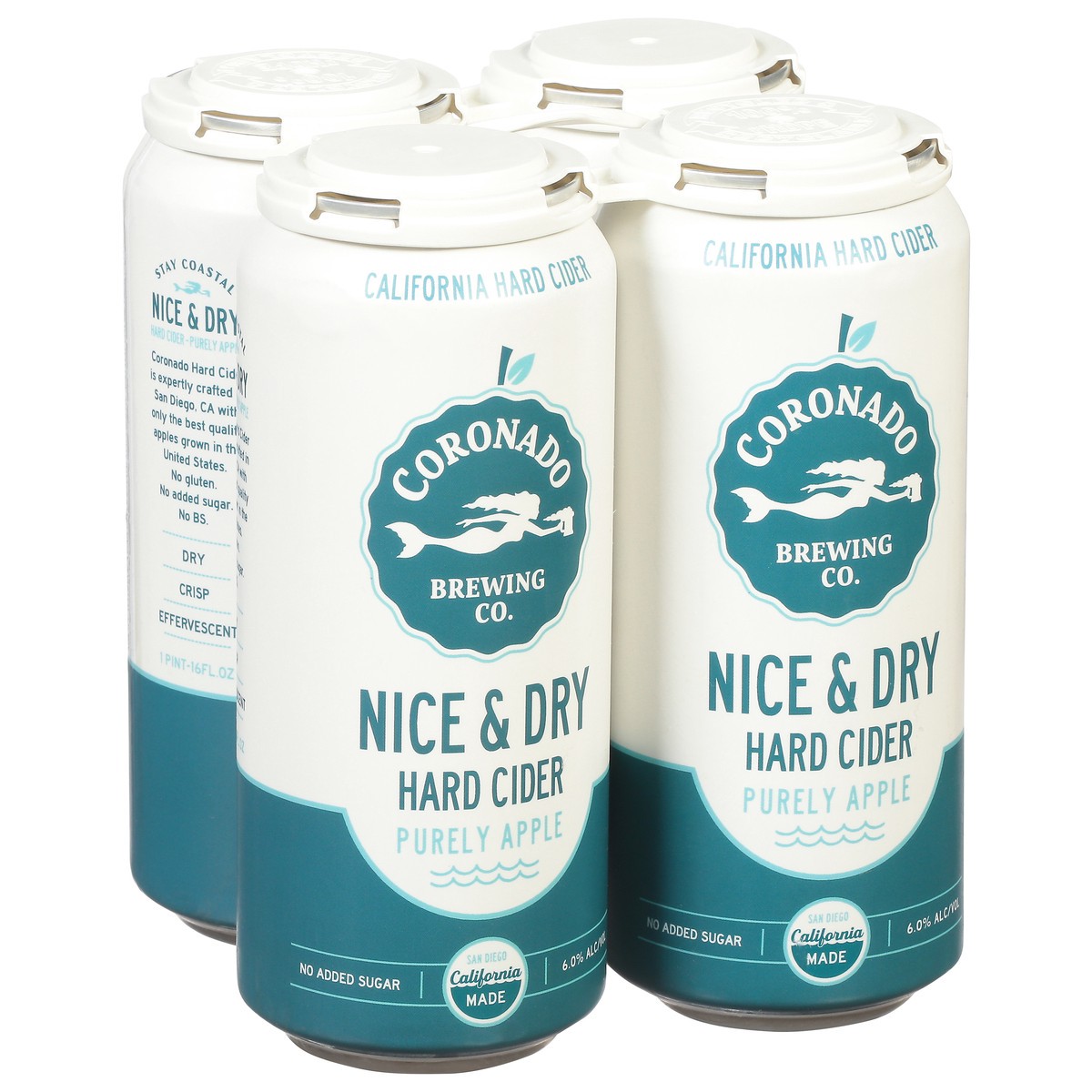 slide 2 of 13, Coronado Brewing Co. Nice & Dry Purely Apple Hard Cider 4 - 16 fl oz Cans, 4 ct