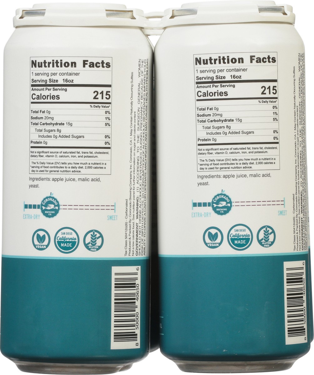 slide 12 of 13, Coronado Brewing Co. Nice & Dry Purely Apple Hard Cider 4 - 16 fl oz Cans, 4 ct