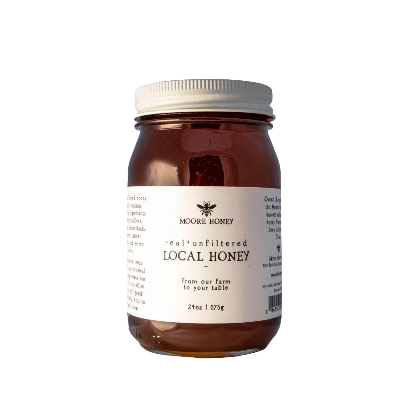 slide 1 of 1, Moore Honey Real & Unfiltered Local Honey Pint Jar, 24 oz