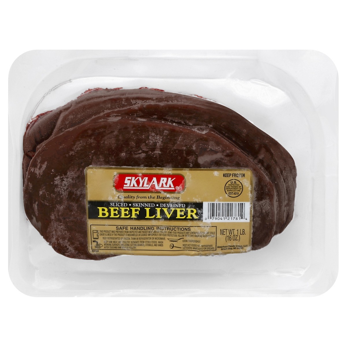 slide 4 of 5, Skylark Frozen Beef Liver, per lb