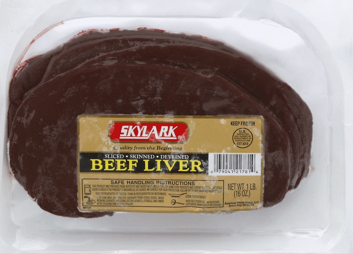 slide 1 of 5, Skylark Frozen Beef Liver, per lb