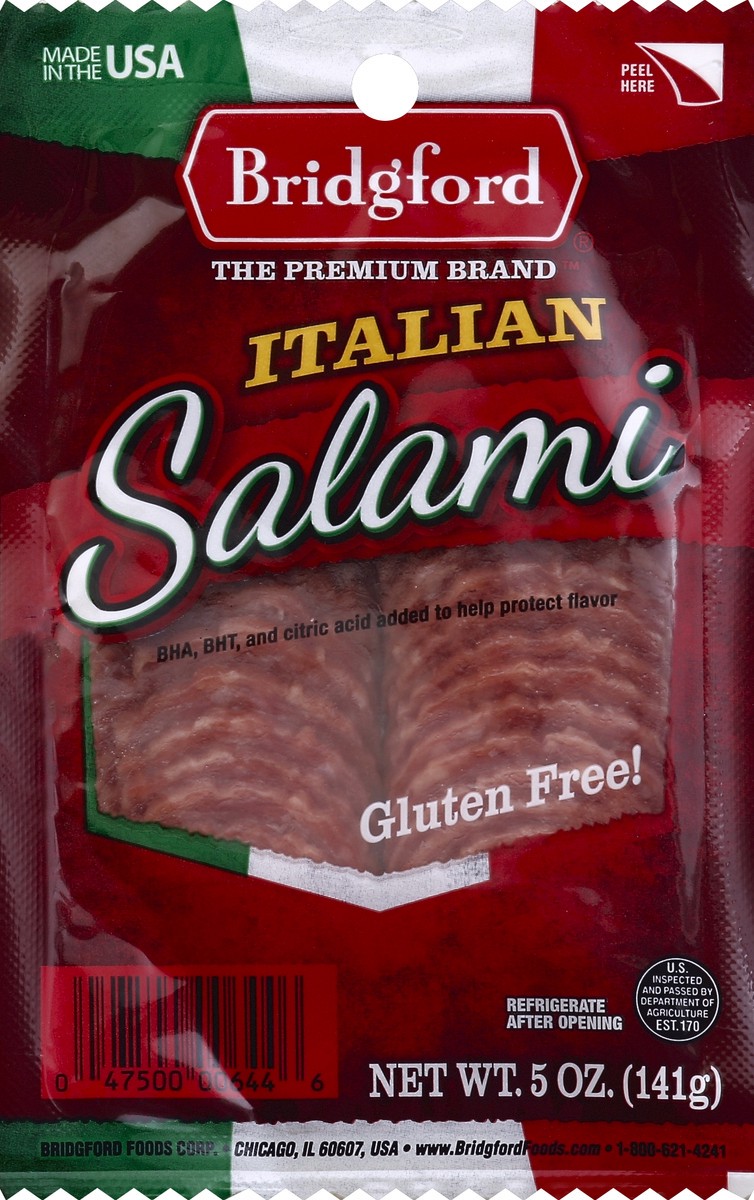 slide 1 of 4, Bridgford Sliced Italian Salami, 5 oz, 5 oz