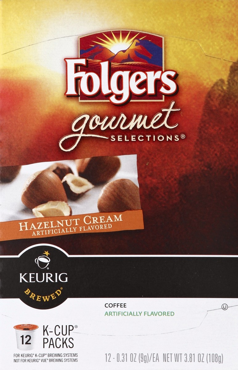 slide 2 of 6, Folgers Toasty Hazelnut Artificially Flavored Coffee, 12 K-Cup Pods - 12 ct, 12 ct