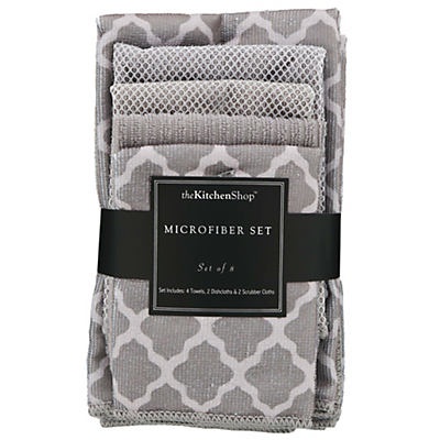 slide 1 of 1, Kitchen Shop 8 Piece Microfiber Set Steel Gray, 1 ct