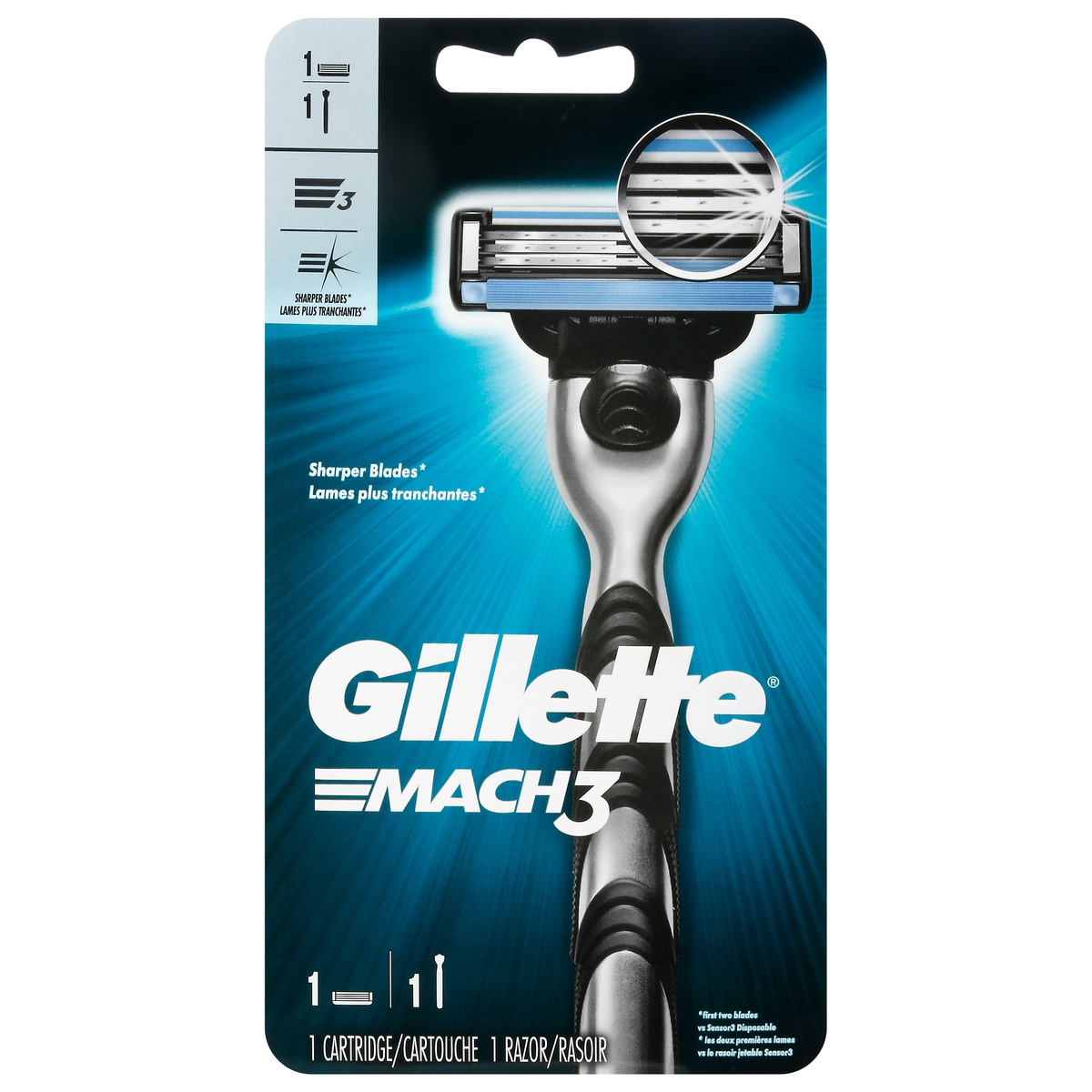 slide 1 of 9, Gillette Mach3 Men's Razor Handle + 1 Blade Refill, 