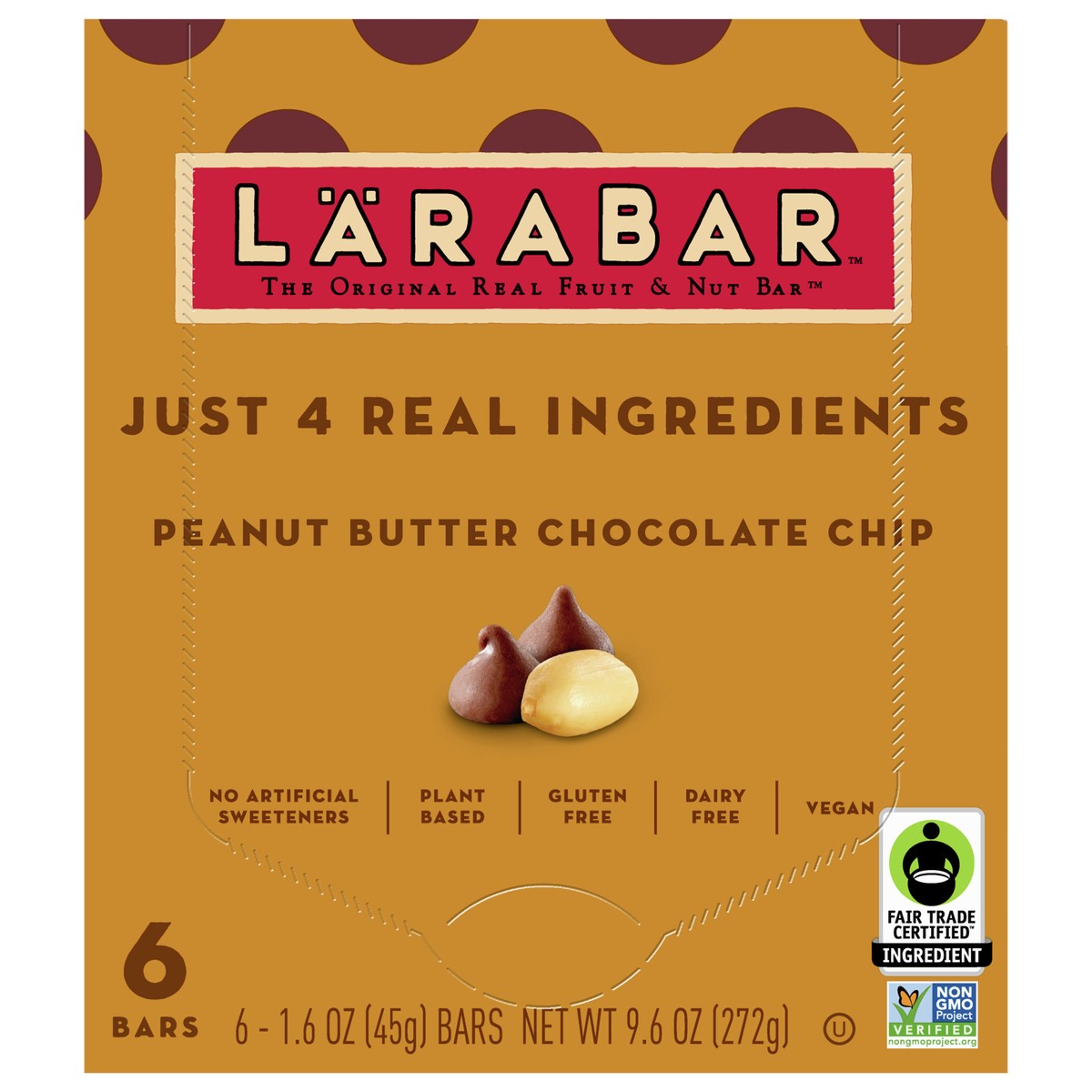 slide 1 of 1, LÄRABAR Peanut Butter Chocolate Chip, Gluten Free Fruit & Nut Bar, 6 Ct, 6 ct