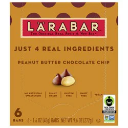 LÄRABAR Peanut Butter Chocolate Chip, Gluten Free Fruit & Nut Bar, 6 Ct