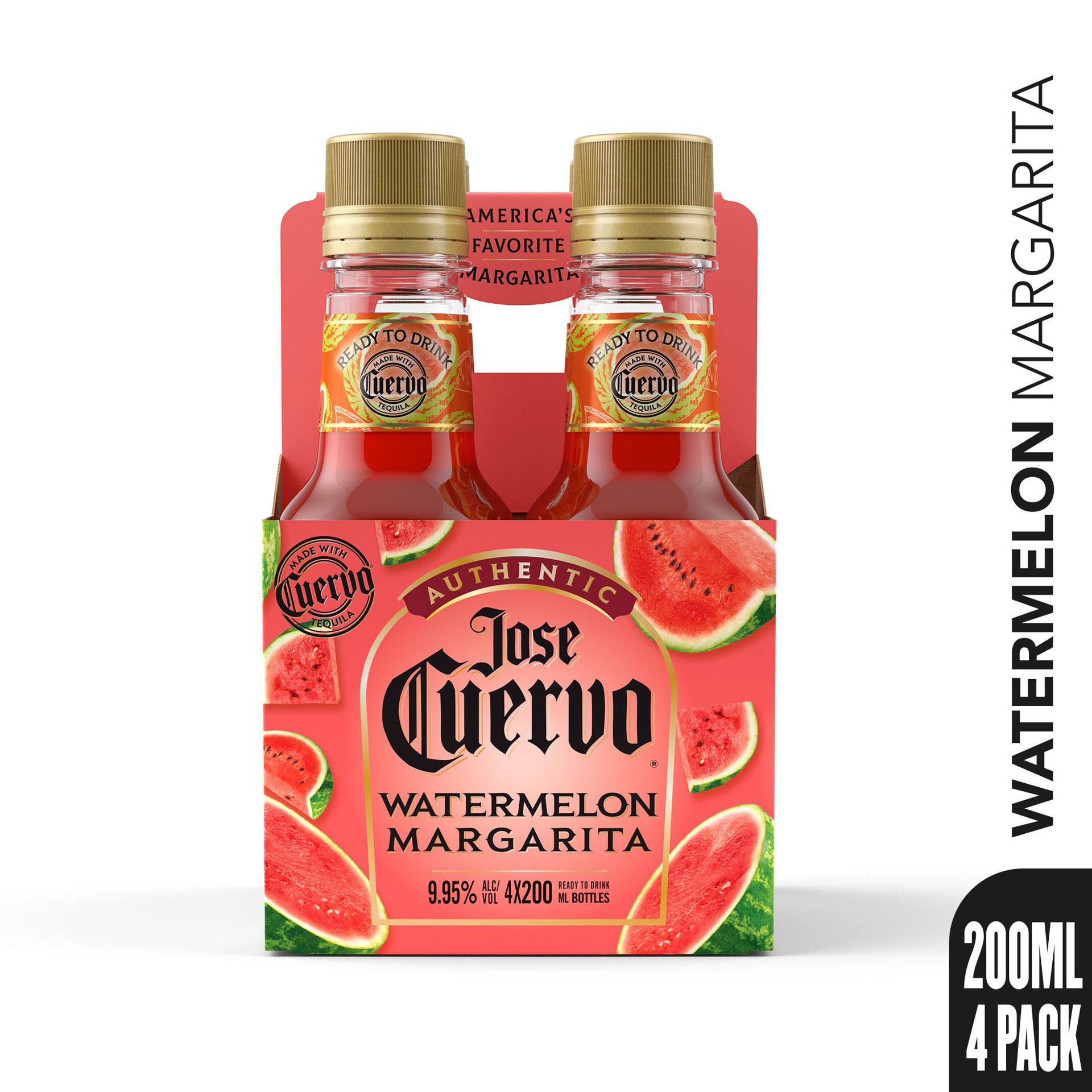 slide 5 of 5, Jose Cuervo Authentic Margarita Watermelon Ready to Drink Cocktail (4 pack, 200 ml), 800 ml