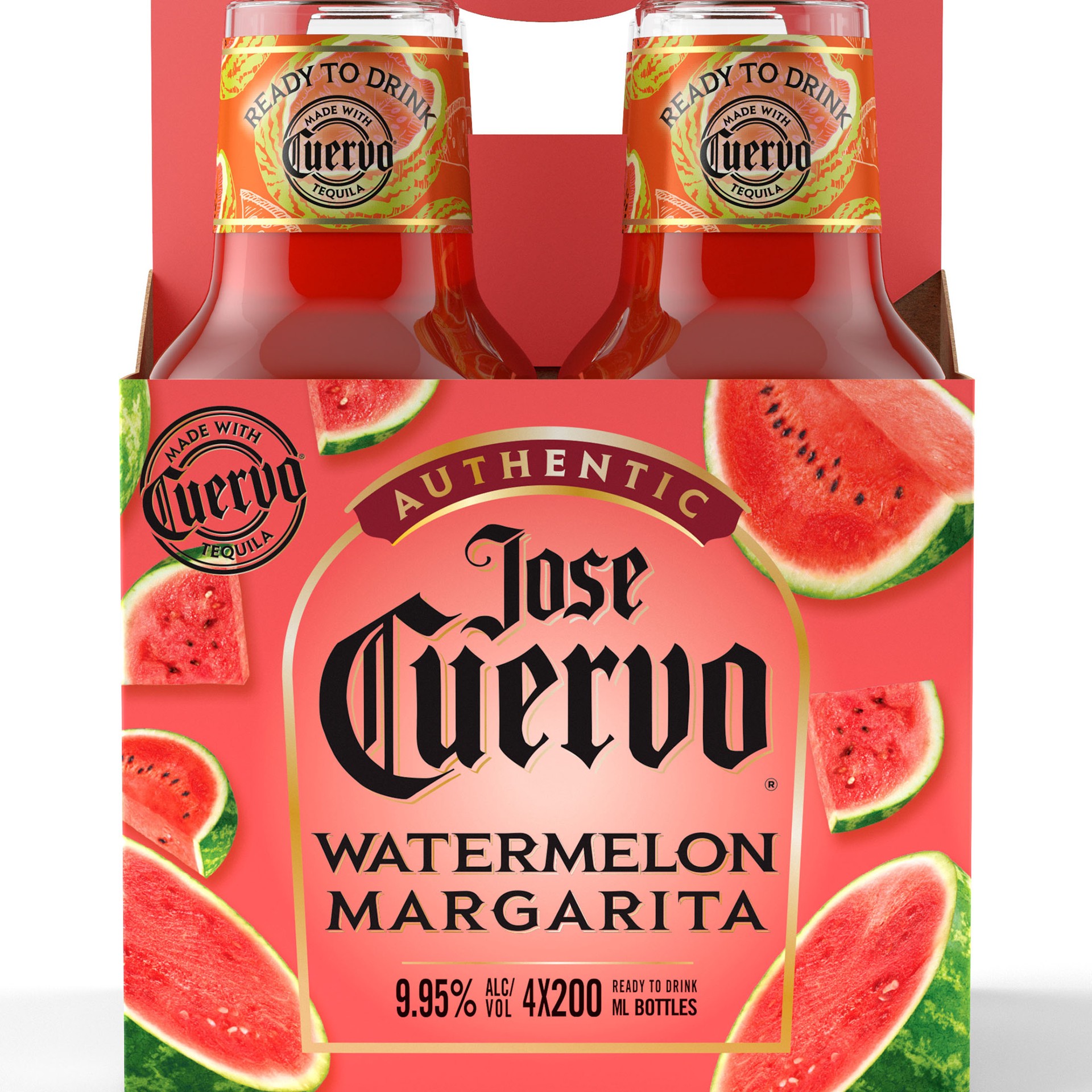 slide 2 of 5, Jose Cuervo Authentic Margarita Watermelon Ready to Drink Cocktail (4 pack, 200 ml), 800 ml