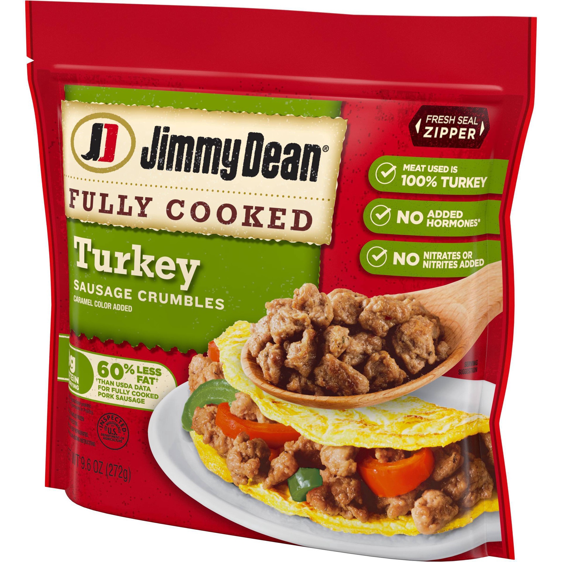 slide 4 of 11, Jimmy Dean Fully Cooked Breakfast Turkey Sausage Crumbles, 9.6 oz, 272.15 g