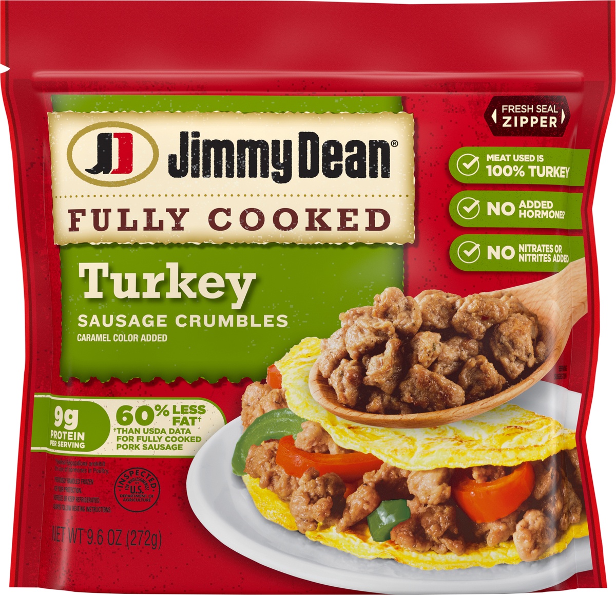 slide 7 of 9, Jimmy Dean Fully Cooked Turkey Sausage Crumbles, 9.6 oz