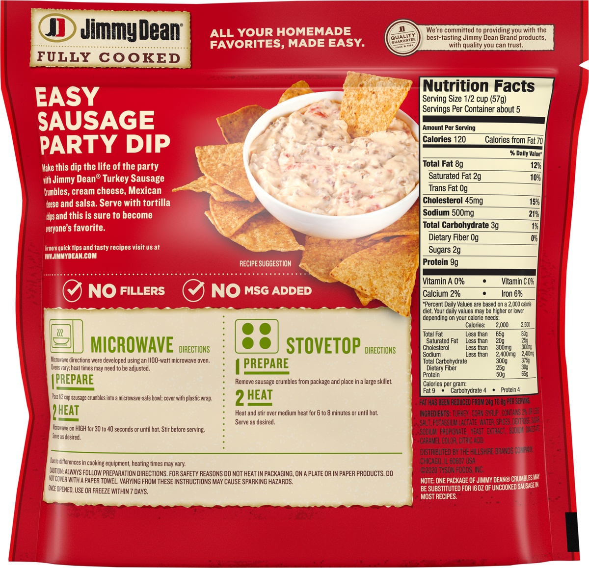 slide 8 of 9, Jimmy Dean Fully Cooked Turkey Sausage Crumbles, 9.6 oz