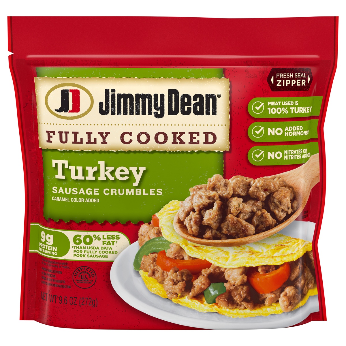 slide 9 of 9, Jimmy Dean Fully Cooked Turkey Sausage Crumbles, 9.6 oz