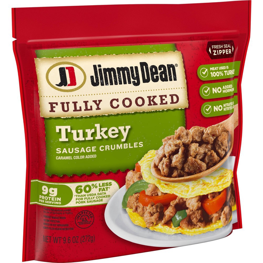 slide 10 of 11, Jimmy Dean Fully Cooked Breakfast Turkey Sausage Crumbles, 9.6 oz, 272.15 g