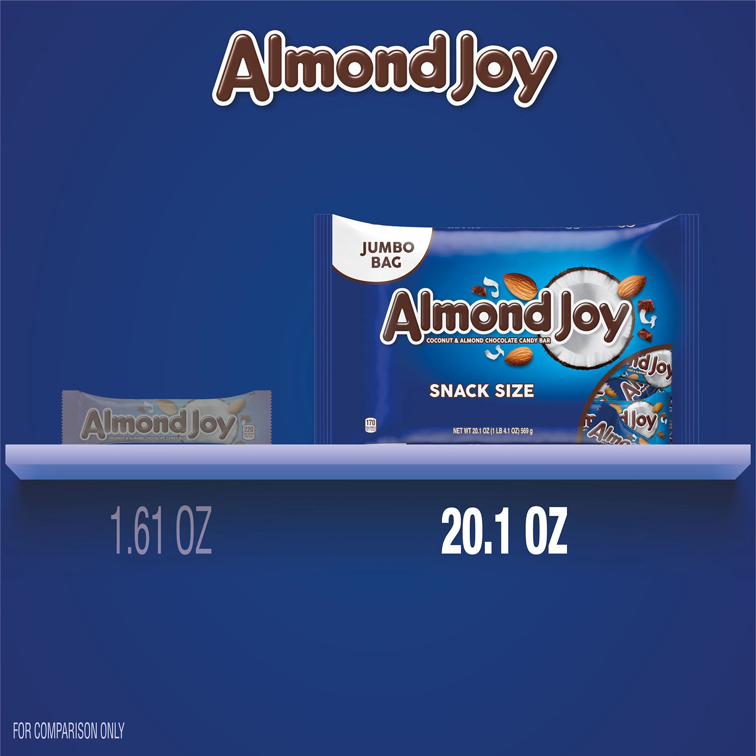 slide 8 of 8, ALMOND JOY Coconut and Almond Chocolate Snack Size, Candy Jumbo Bag, 20.1 oz, 20.1 oz