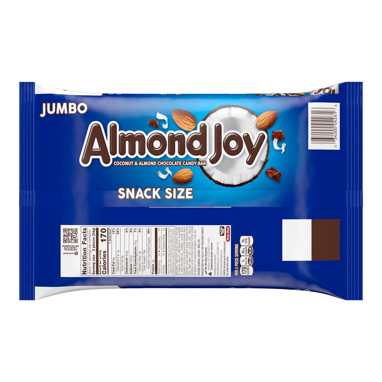 slide 7 of 8, ALMOND JOY Coconut and Almond Chocolate Snack Size, Candy Jumbo Bag, 20.1 oz, 20.1 oz