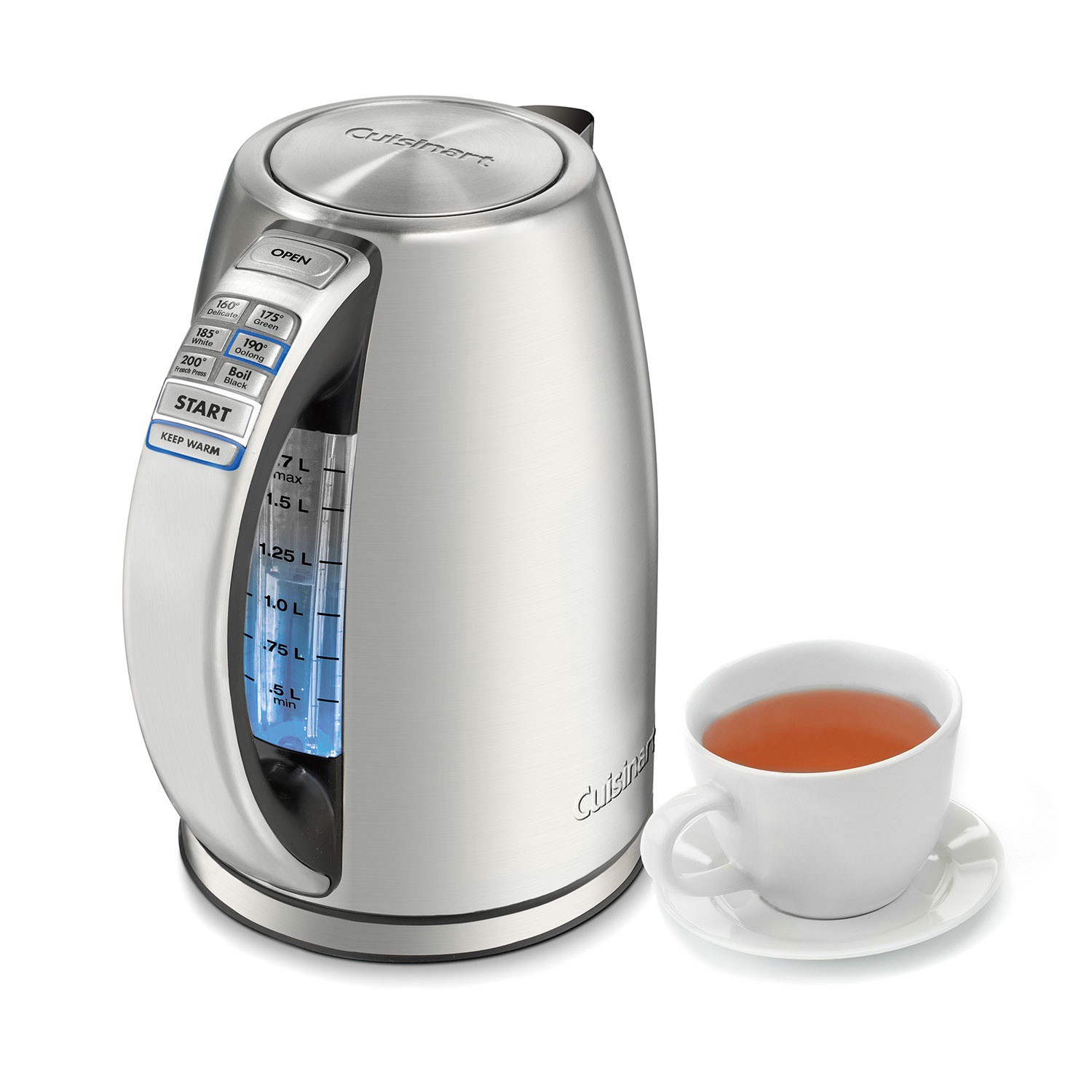 slide 1 of 7, Cuisinart PerfecTemp Stainless Steel Cordless Programmable Electric Kettle, 1.7 liter