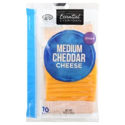 Essential Everyday Medium Cheddar Shingle Slice Cheese