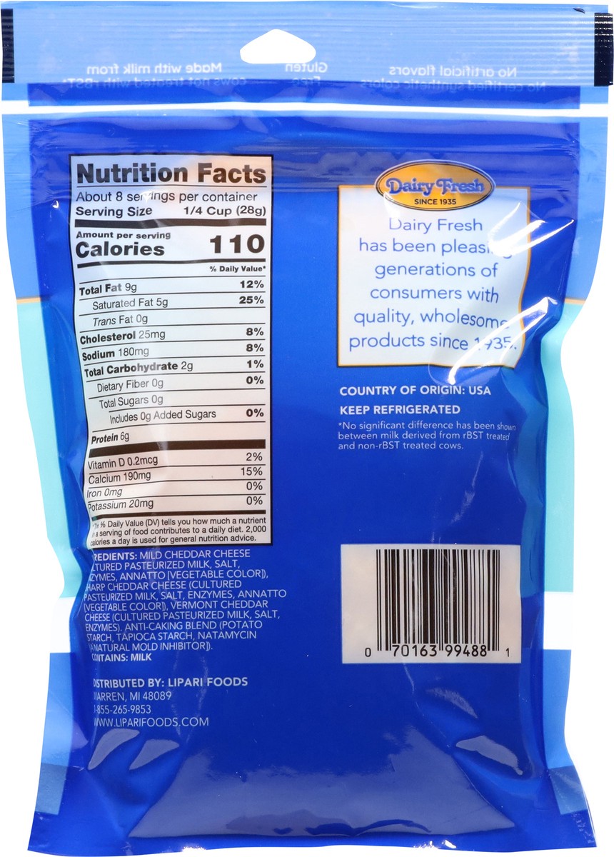 slide 2 of 13, Dairy Fresh Triple Cheddar Shredded Cheese 8 oz, 8 oz