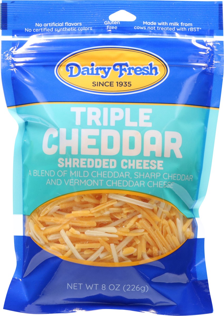 slide 8 of 13, Dairy Fresh Triple Cheddar Shredded Cheese 8 oz, 8 oz
