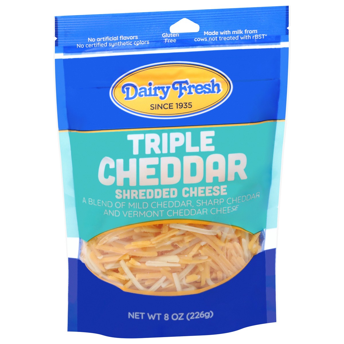 slide 13 of 13, Dairy Fresh Triple Cheddar Shredded Cheese 8 oz, 8 oz