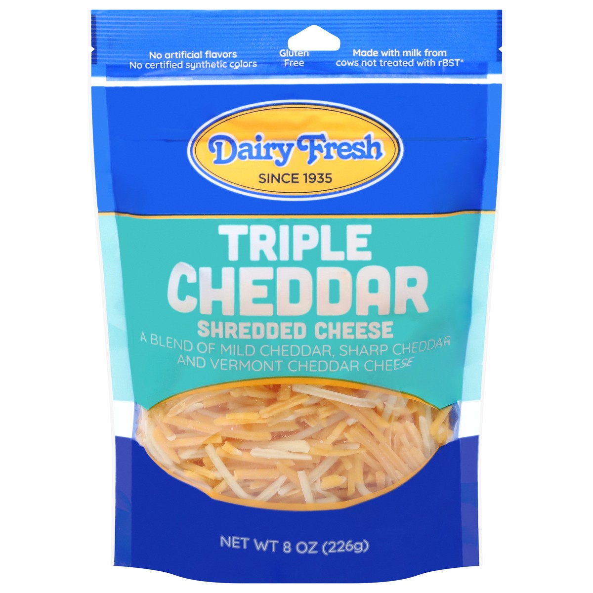 slide 9 of 13, Dairy Fresh Triple Cheddar Shredded Cheese 8 oz, 8 oz