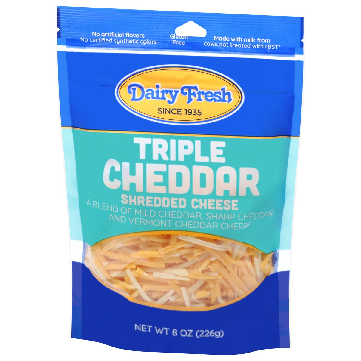 slide 12 of 13, Dairy Fresh Triple Cheddar Shredded Cheese 8 oz, 8 oz