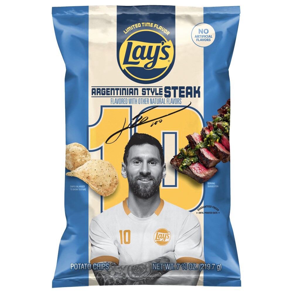 slide 2 of 3, Lay's® Messi Argentinian Style Steak Potato Chips, 7.75 oz