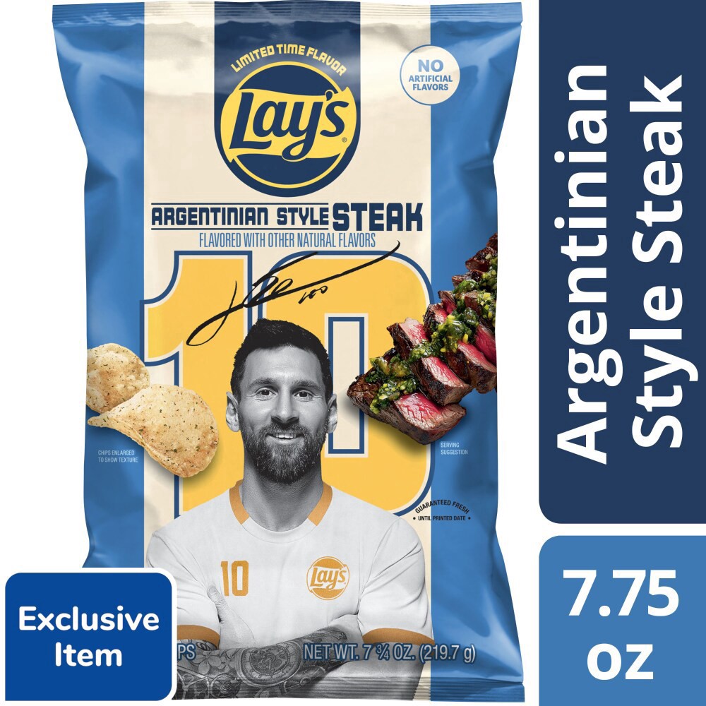 slide 3 of 3, Lay's® Messi Argentinian Style Steak Potato Chips, 7.75 oz