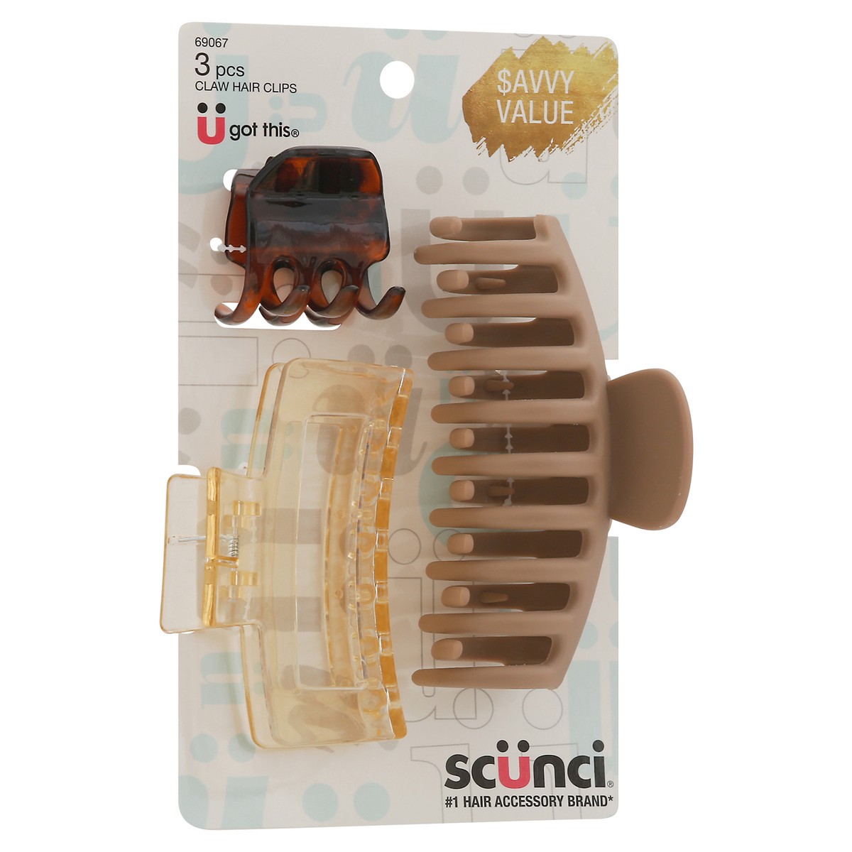 slide 3 of 9, scünci Claw Hair Clips 3 ea, 3 ct