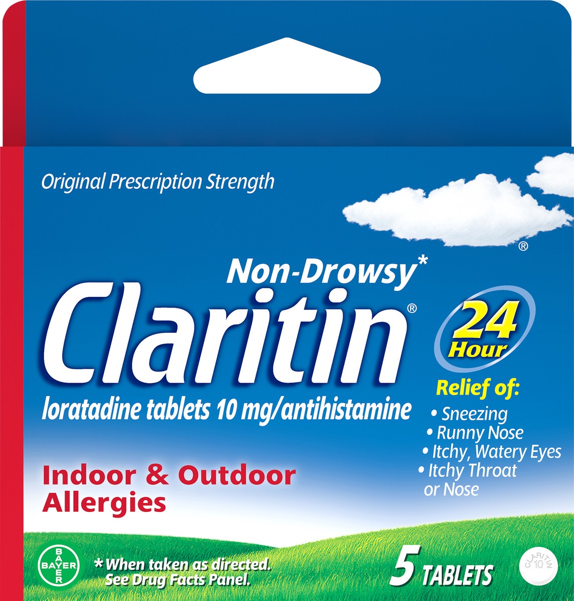 slide 2 of 7, Claritin Antihistamine Non-Drowsy Loratadine Tablets, 5 Ct, 1 ct