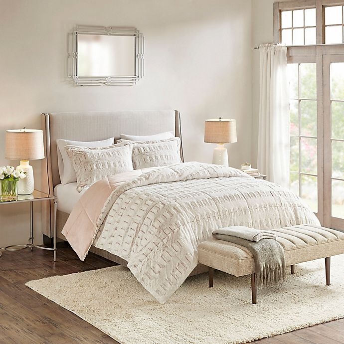 slide 1 of 6, Madison Park Gia Back Print Long Fur Twin/Twin XL Comforter Mini Set - Blush, 1 ct