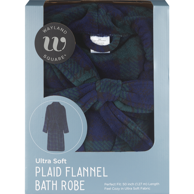 slide 1 of 1, NON BRAND Kata Mens Flannel Bathrobe Black, 1 ct