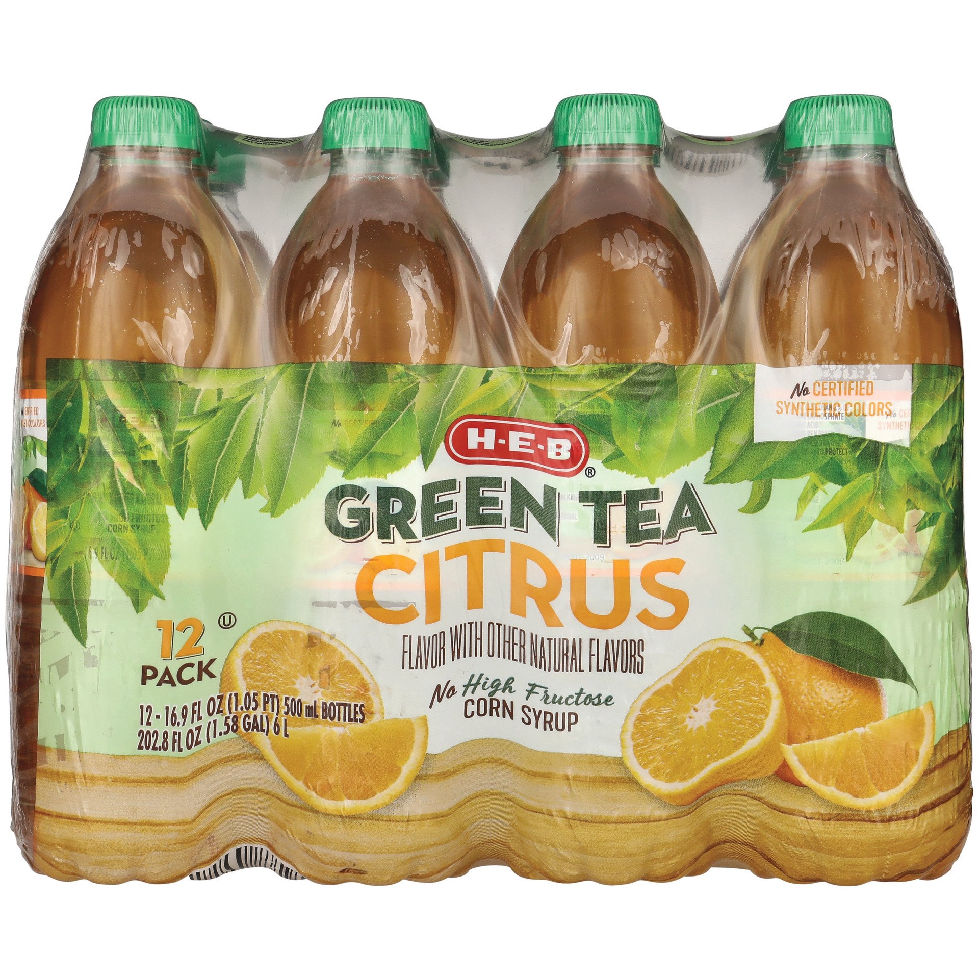 slide 1 of 1, H-E-B Citrus Green Tea - 16.9 oz, 16.9 oz