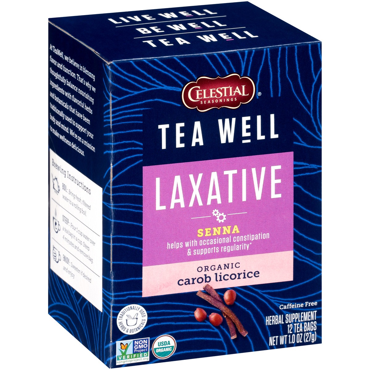 slide 6 of 8, Celestial Seasonings Carob Licorice Tea Well Laxative, 12 ct