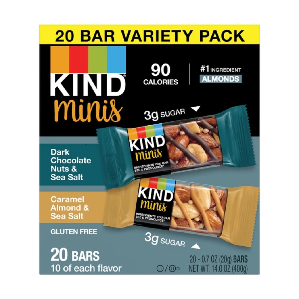 slide 1 of 1, KIND Minis Dark Chocolate Nuts & Sea Salt Bars, 20 ct