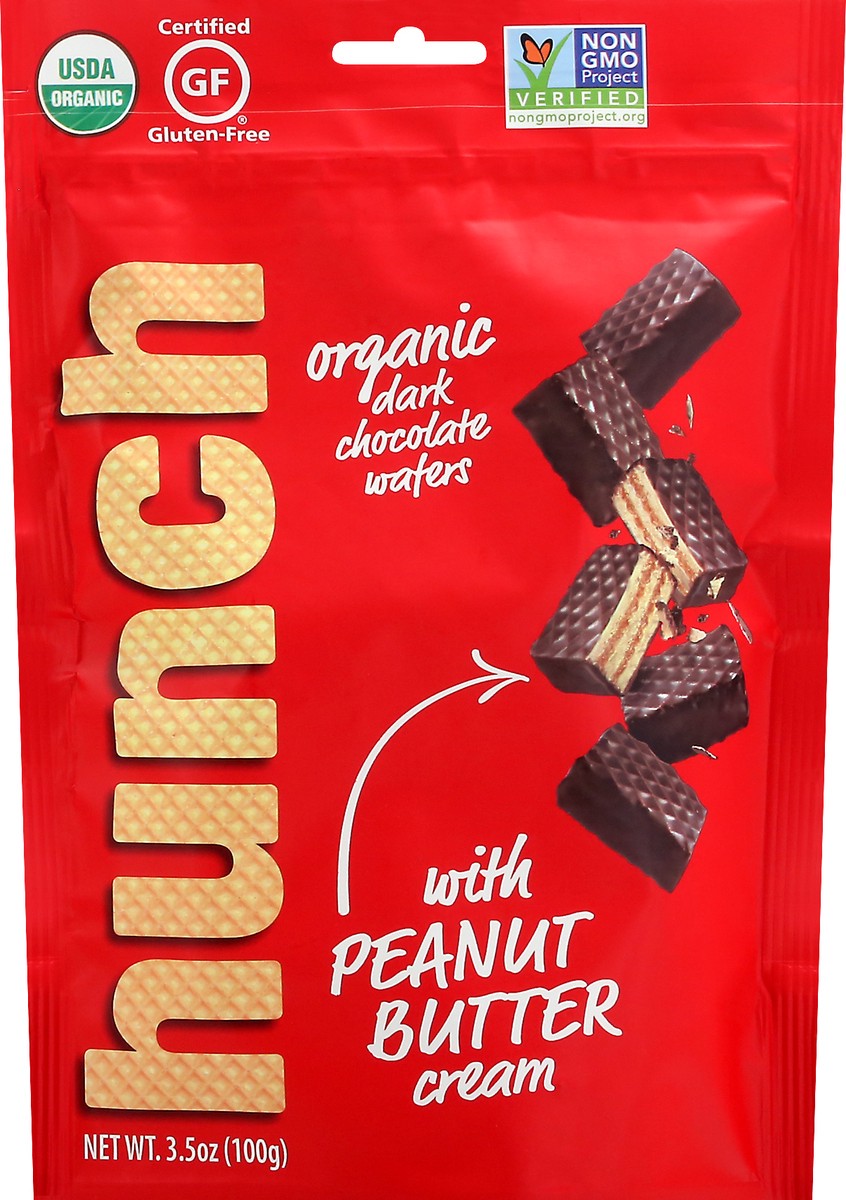 slide 10 of 12, Hunch Organic with Peanut Butter Cream Dark Chocolate Wafers 3.5 oz, 3.5 oz