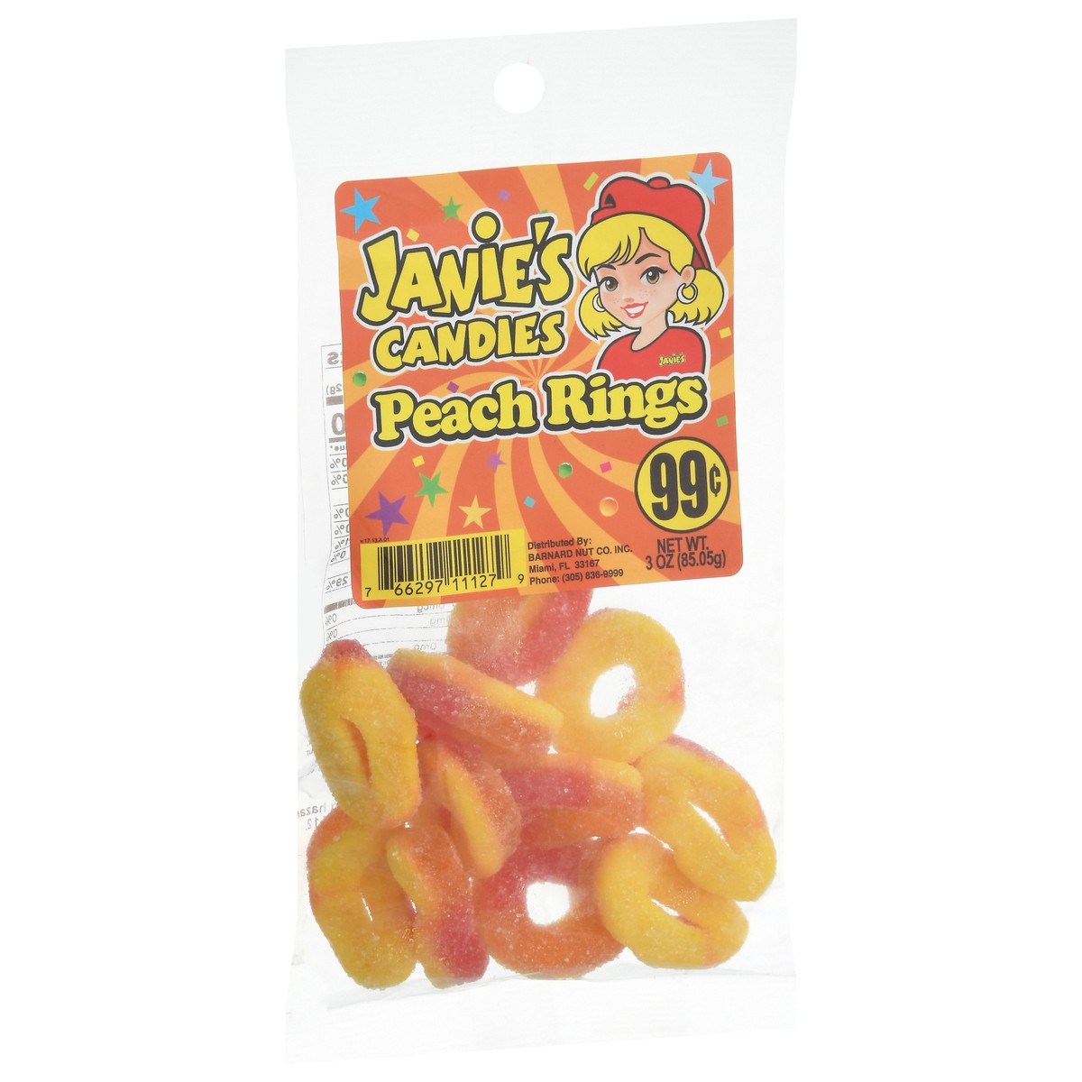 slide 11 of 14, Janie's Candies Peach Rings Candy 3 oz, 1 ct