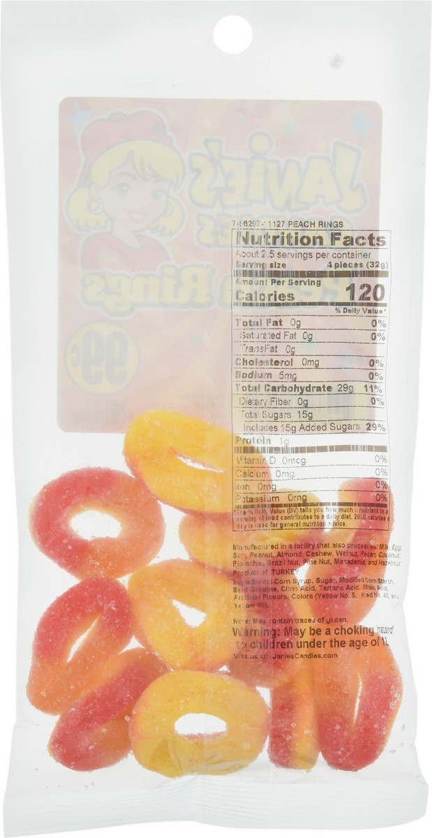 slide 4 of 14, Janie's Candies Peach Rings Candy 3 oz, 1 ct