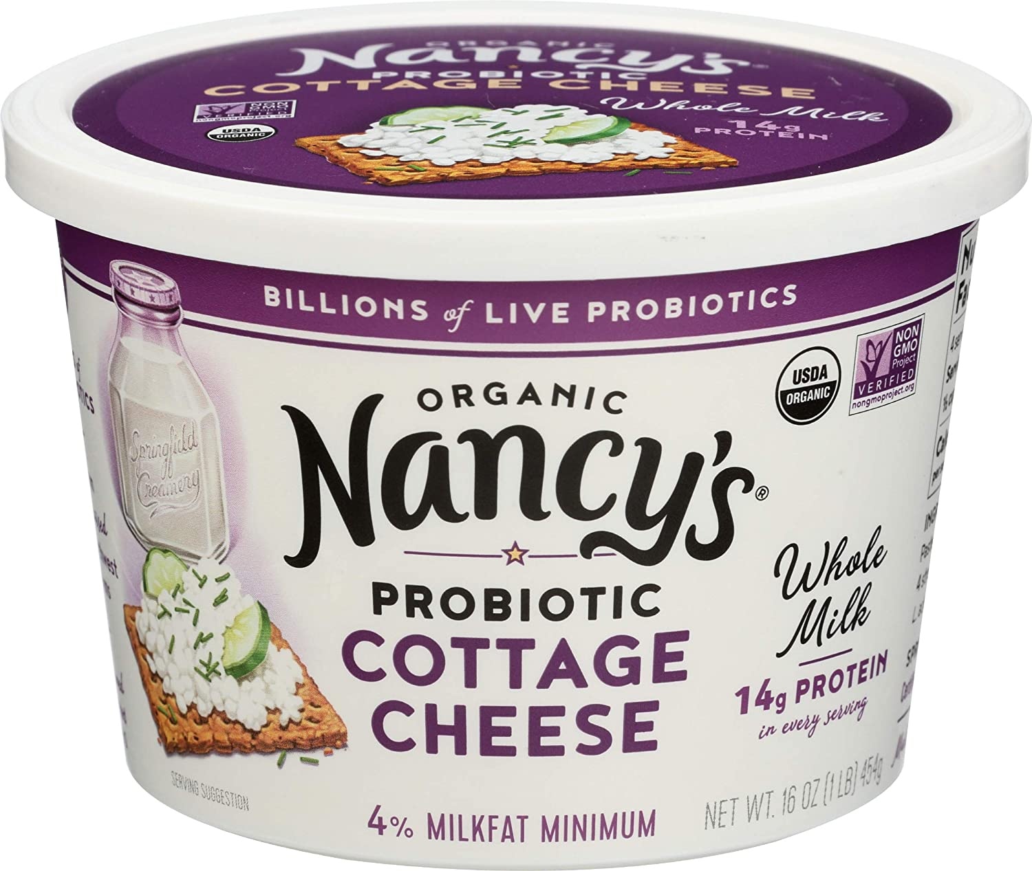 slide 1 of 1, Nancy's Organic Whole Milk Cottage Cheese, 16 oz