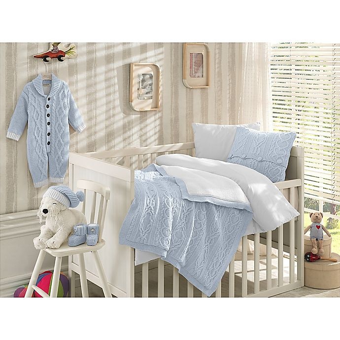 slide 1 of 4, Nipperland Boutique Crib Bedding Set - Blue, 6 ct