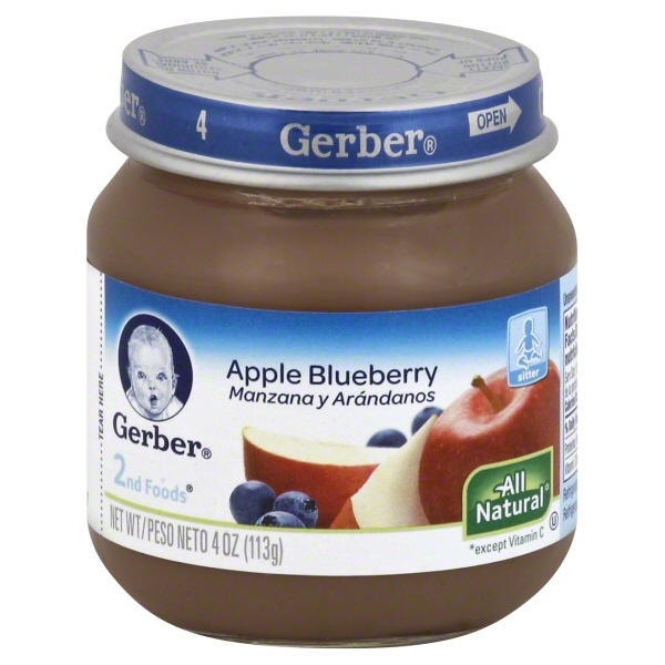 slide 1 of 2, Gerber Apple Blueberry, 4 oz