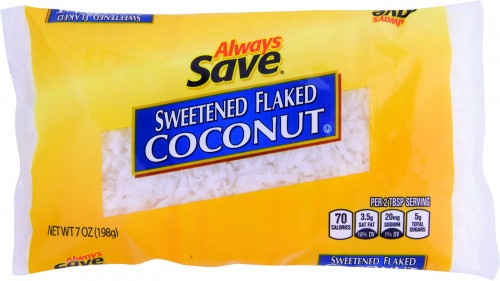 slide 1 of 1, Always Save Sweetened Coconut Flakes, 7 oz