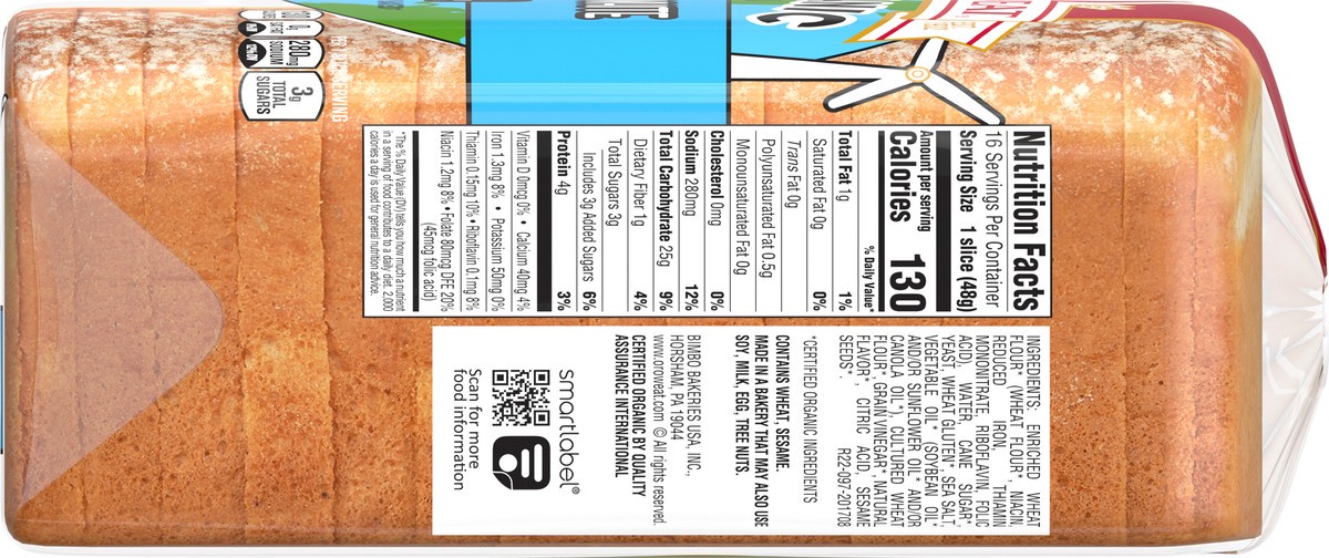 slide 5 of 7, Oroweat Organic Rustic White Bread, Non-GMO Organic Bread, 27 ounce, 765 g