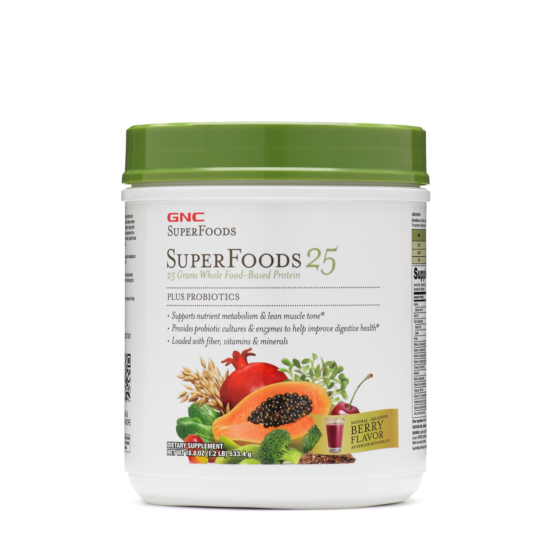 slide 1 of 1, GNC SuperFoods 25 Protein Plus Probiotic  Natural Berry Flavor, 1 lb