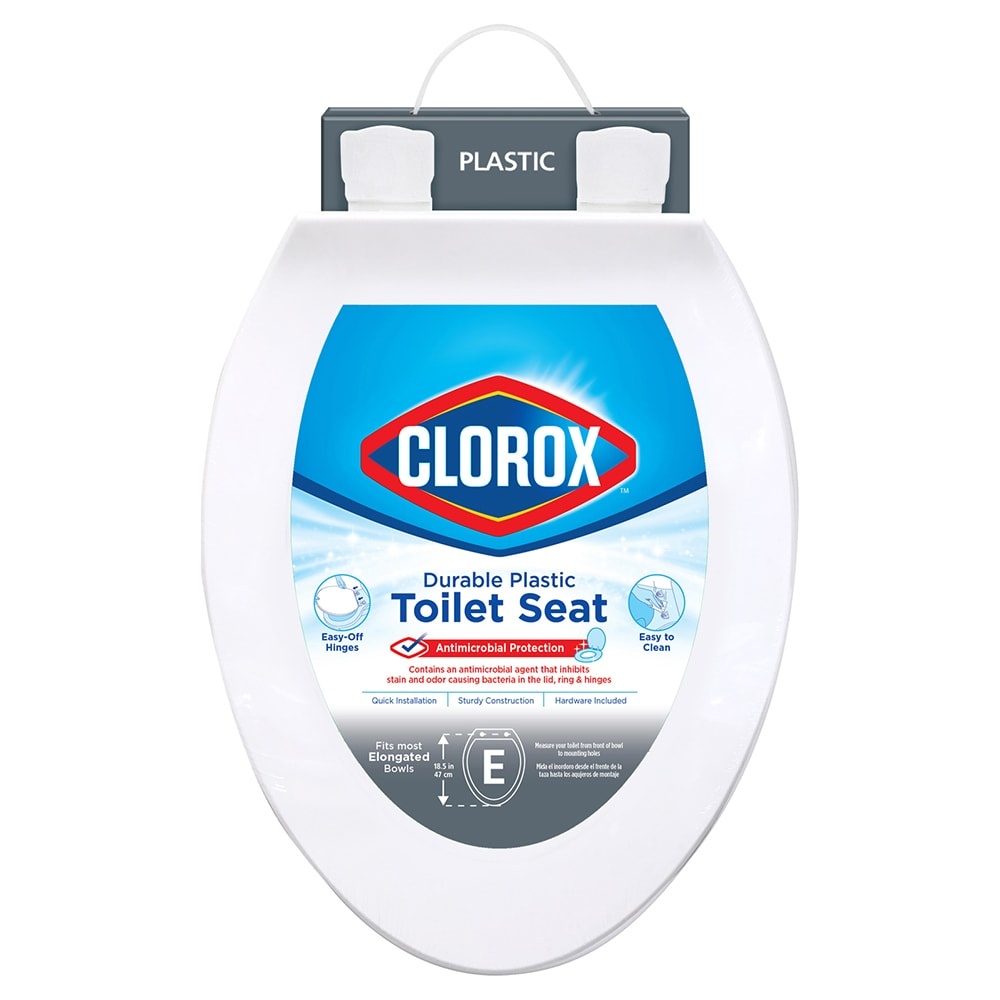 slide 1 of 1, Clorox Antimicrobial Elongated Plastic Beveled Toilet Seat, 1 ct