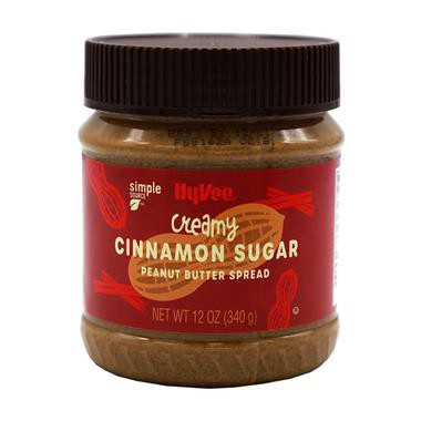 slide 1 of 1, Hy-Vee Creamy Cinnamon Sugar Peanut Butter Spread, 12 oz
