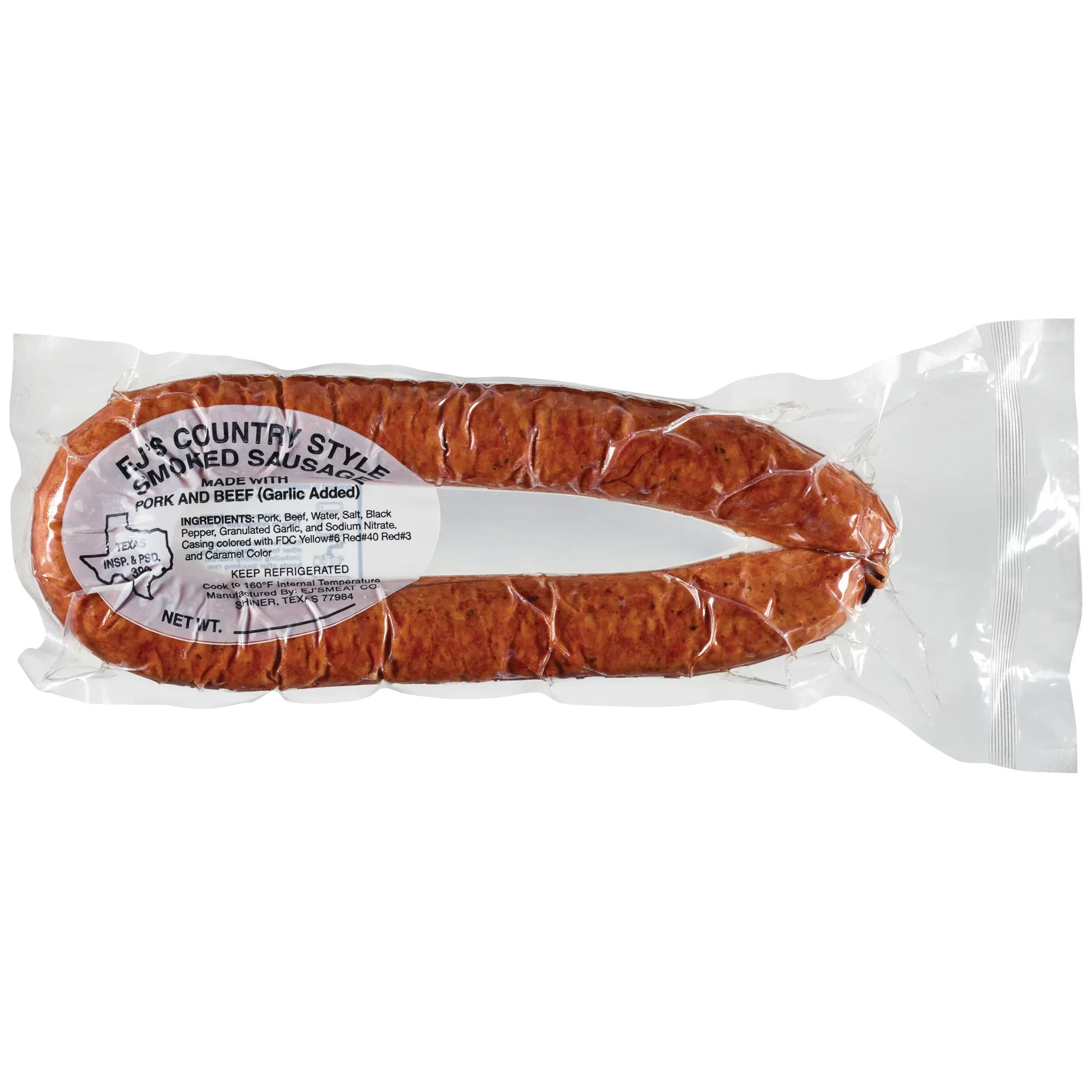 slide 1 of 1, EJ's Country Style Smoked Sausage Ring, per lb