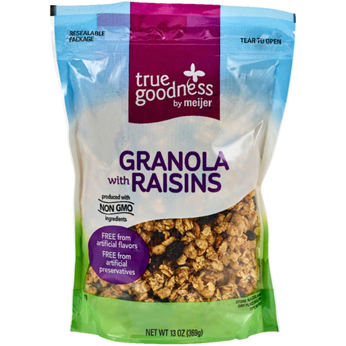 slide 1 of 1, True Goodness Low-fat Granola with Raisins, 13 oz