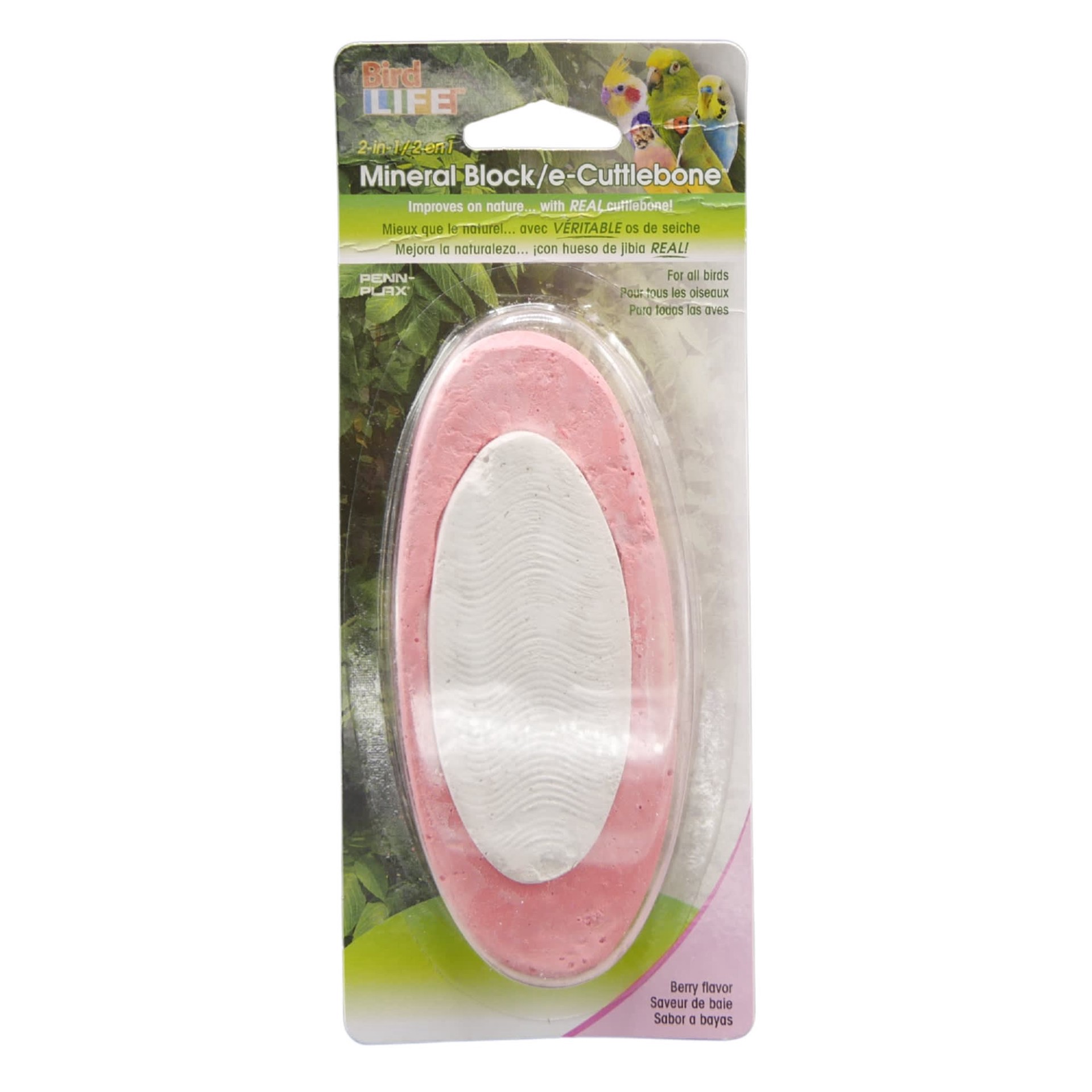 slide 1 of 1, Penn-Plax Bird Life 2-in-1 e-Cuttlebone & Mineral Block Great for All Birds Berry Flavor, Pack of 1, 1 ct